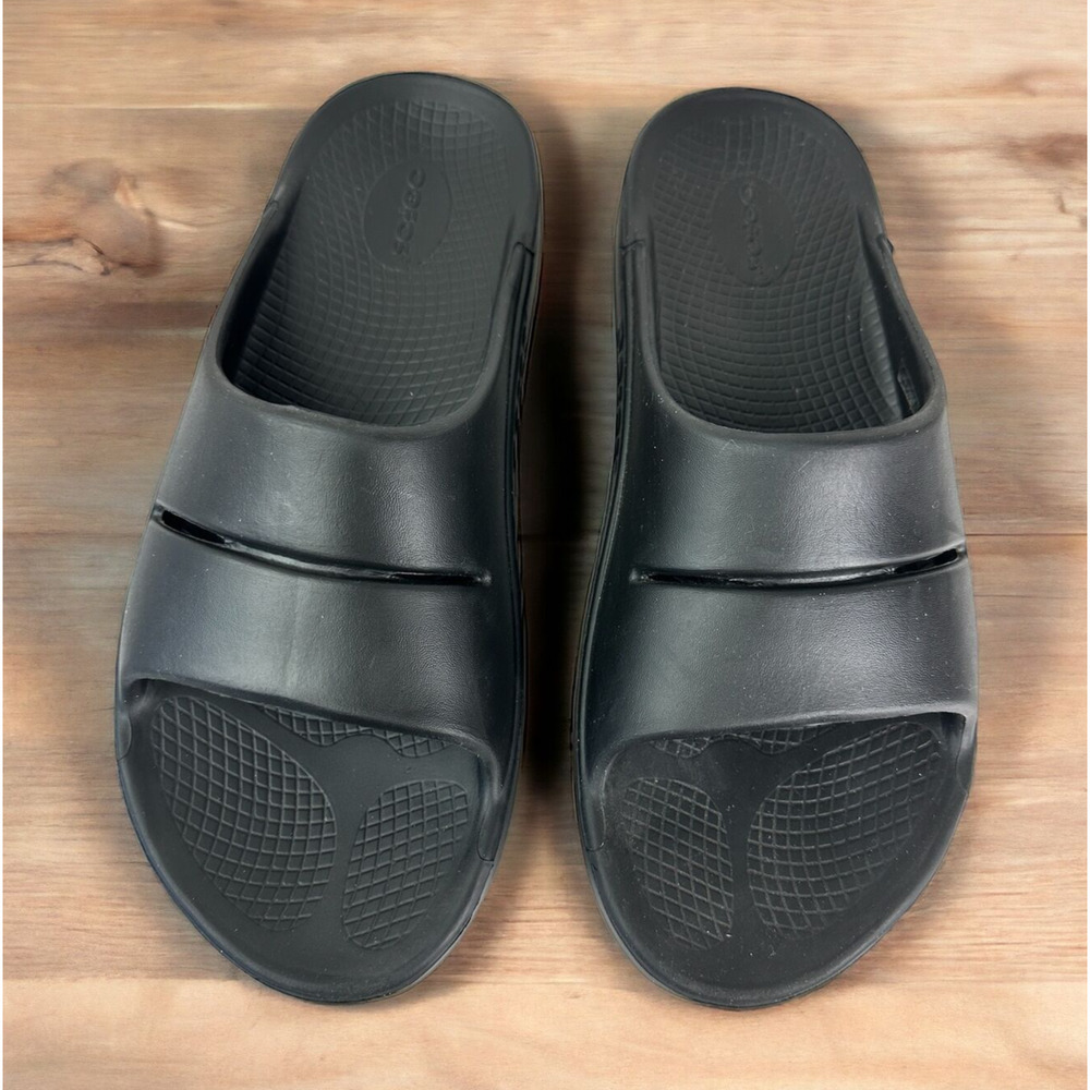 OOFOS OOahh Recovery Slides Black Slip On Sandals Mens Size 11 Women’s 13 Unisex